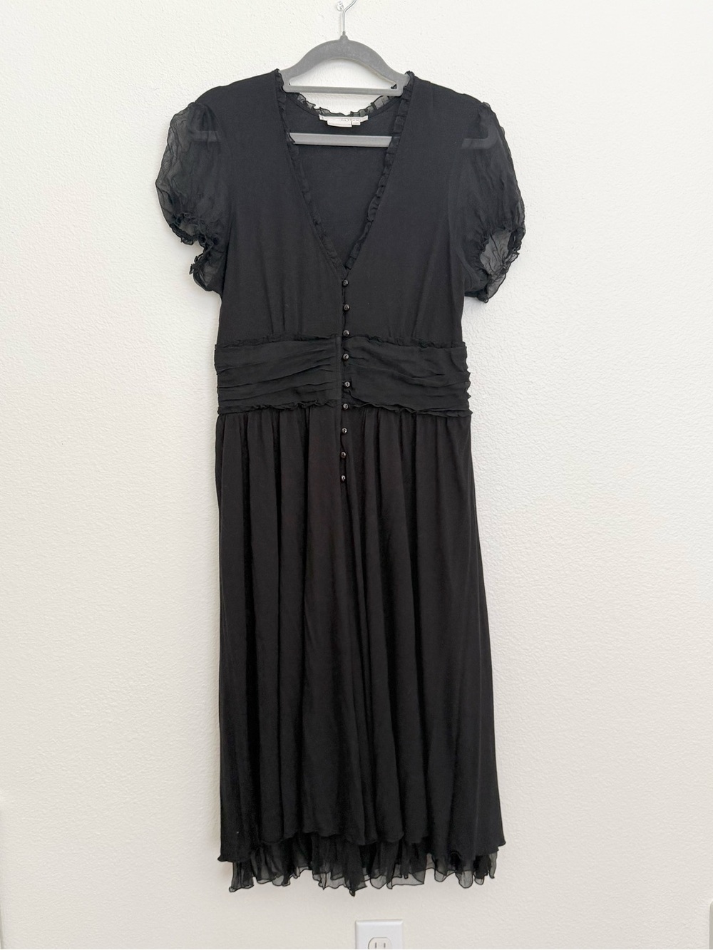 Anthropologie To the Max Dress Size 10 Black Silk Contrast